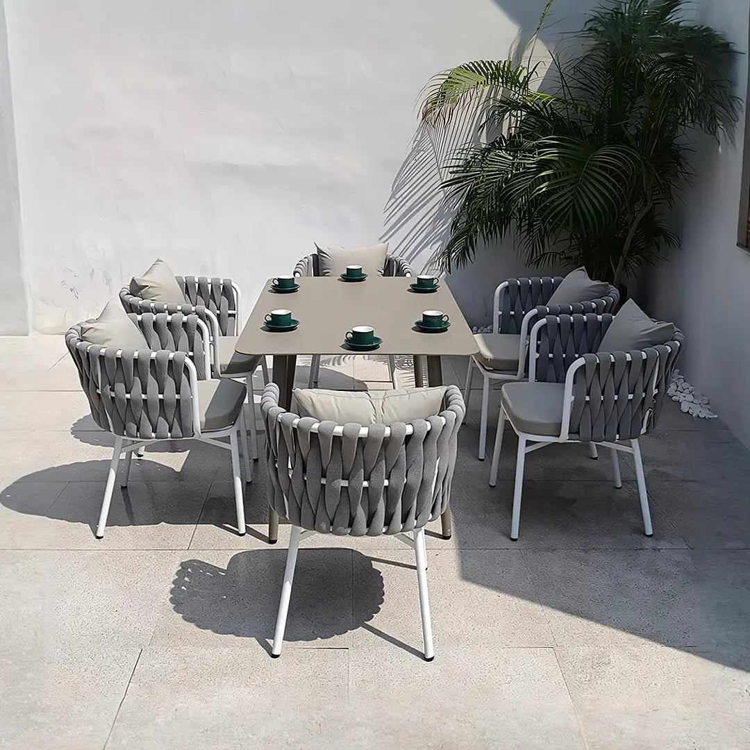 Vallee Rattan Dining Chair, Outdoor, Black Metal, For Display x 4 Luxepalace.co.uk