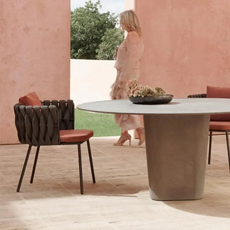 Vallee Rattan Dining Chair, Outdoor, Black Metal, For Display x 4 Luxepalace.co.uk