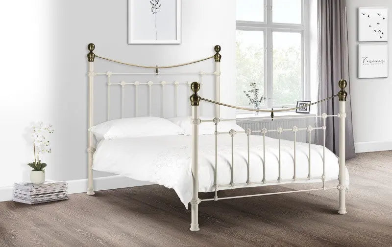 Victoria 135cm Double Bed - Stone White Luxepalace