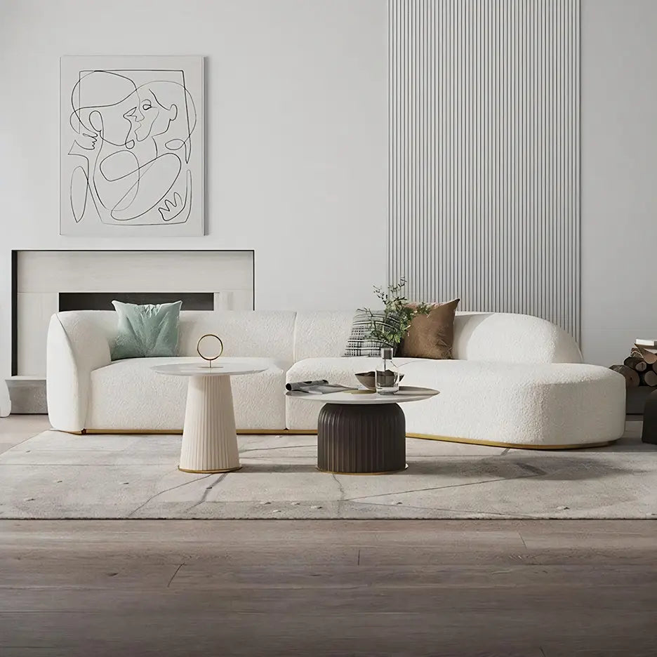 Welby Three Seater Sofa, White Boucle Luxepalace.co.uk