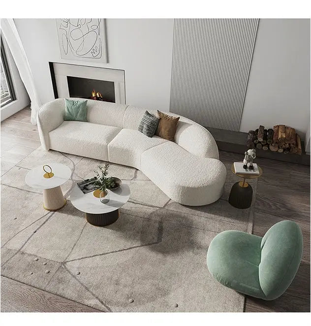 Welby Three Seater Sofa, White Boucle Luxepalace.co.uk