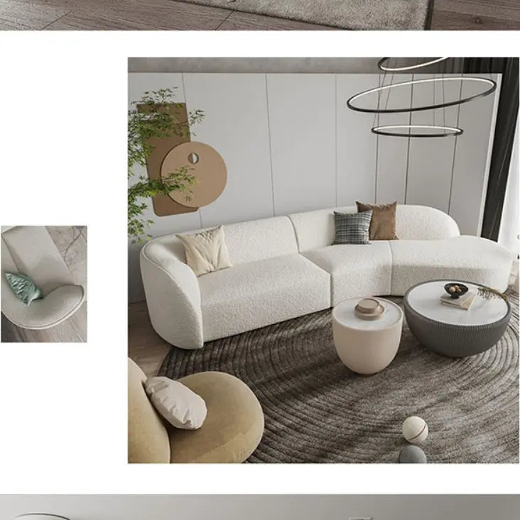 Welby Three Seater Sofa, White Boucle Luxepalace.co.uk