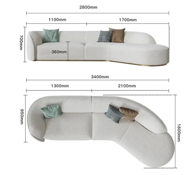 Welby Three Seater Sofa, White Boucle Luxepalace.co.uk