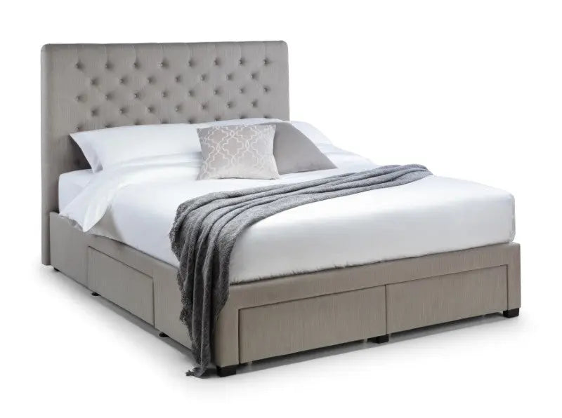 Wilton 4 Drawer 135cm Double Bed - Grey Linen Luxepalace