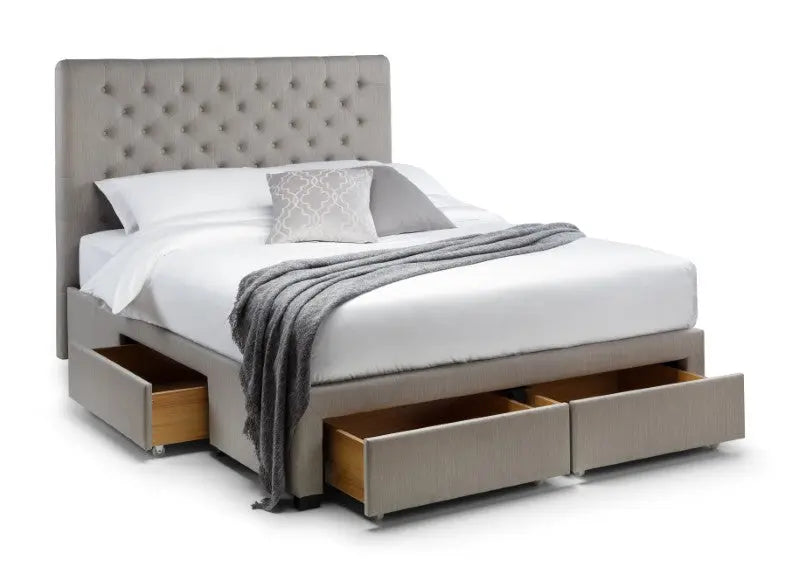 Wilton 4 Drawer 135cm Double Bed - Grey Linen Luxepalace