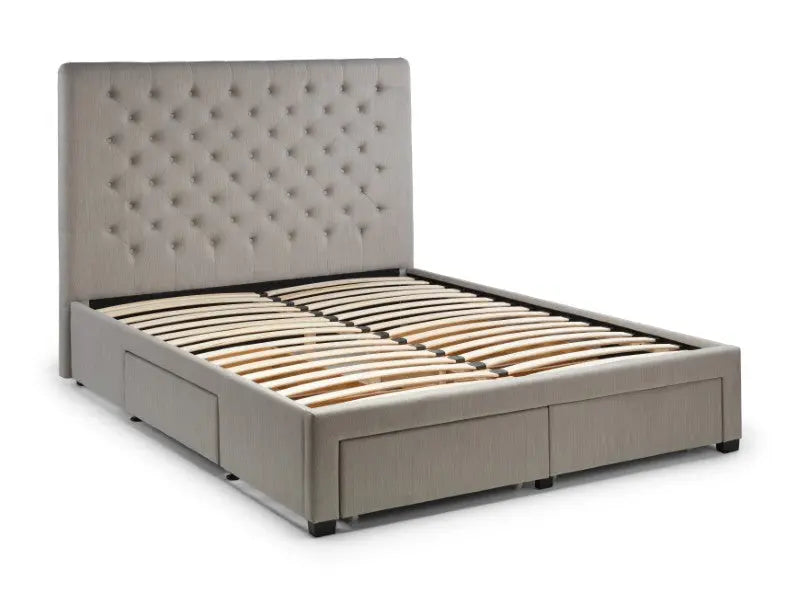 Wilton 4 Drawer 135cm Double Bed - Grey Linen Luxepalace
