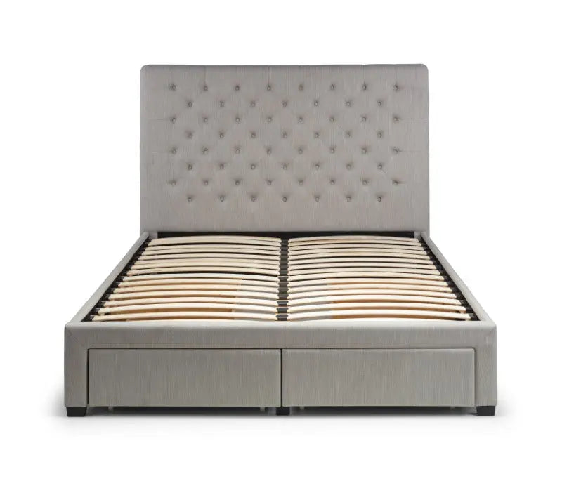 Wilton 4 Drawer 135cm Double Bed - Grey Linen Luxepalace