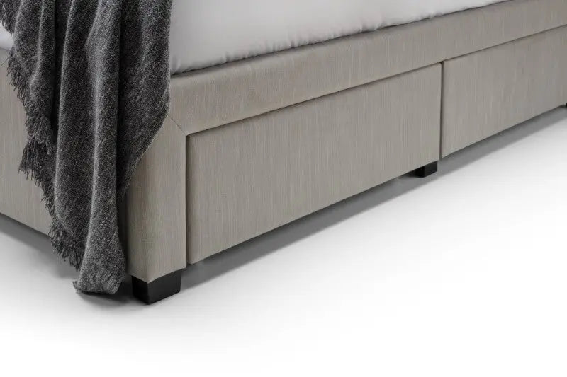 Wilton 4 Drawer 135cm Double Bed - Grey Linen Luxepalace