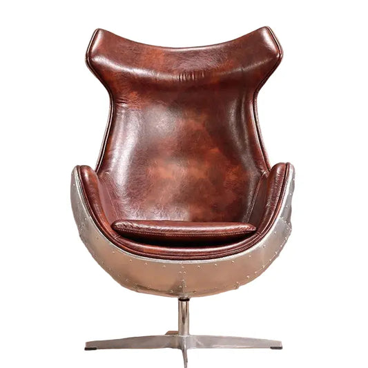 A3 Aviator Egg chair, Brown Leather, Aluminium Luxepalace.co.uk