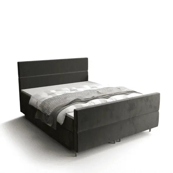 FLO PLUS Divan Bed with Extra Storage Space - Grey Velvet Luxepalace.co.uk
