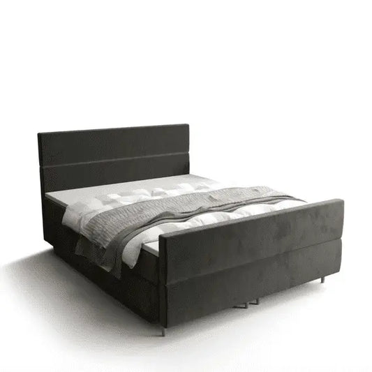 FLO PLUS Divan Bed with Extra Storage Space - Grey Velvet Luxepalace.co.uk