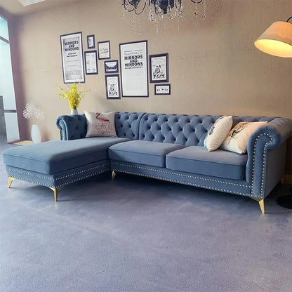Glamour Three Seater Corner Sofa, Velvet Luxepalace.co.uk