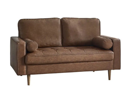 Henley 2 Seater Sofa  Brown Faux Leather Luxepalace