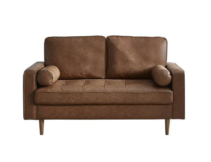 Henley 2 Seater Sofa  Brown Faux Leather Luxepalace