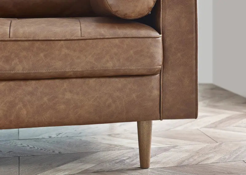 Henley 2 Seater Sofa  Brown Faux Leather Luxepalace