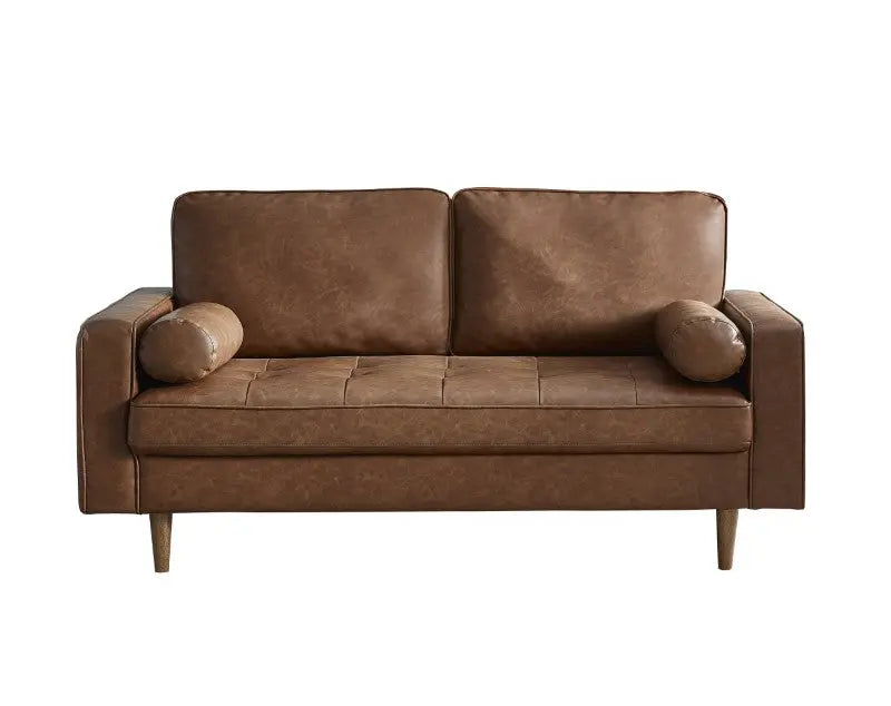 Henley 3 Seater Sofa  Brown Faux Leather Luxepalace