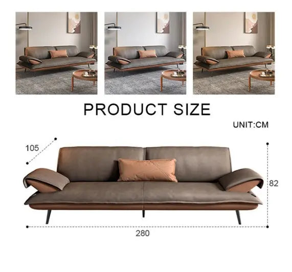 Julius S25 Three Seater Sofa, Leathaire Luxepalace.co.uk