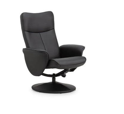 Lugano Recliner & Stool With Covered Base - Black Luxepalace