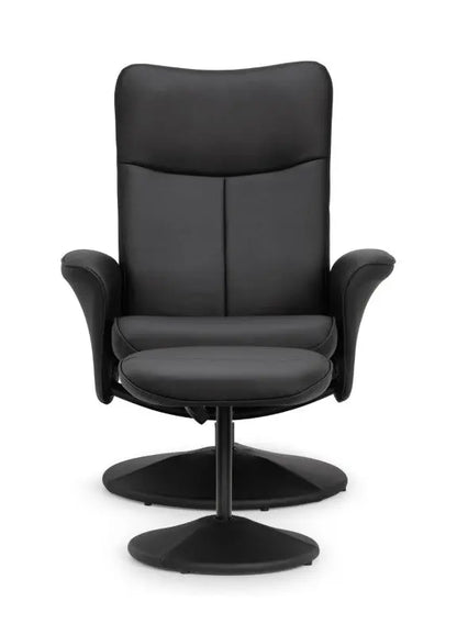 Lugano Recliner & Stool With Covered Base - Black Luxepalace