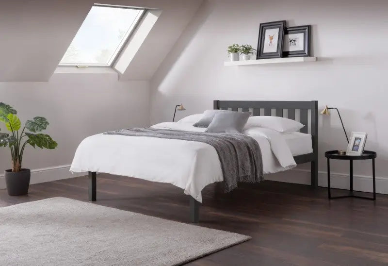 Luna 135cm Double Bed - Anthracite Luxepalace