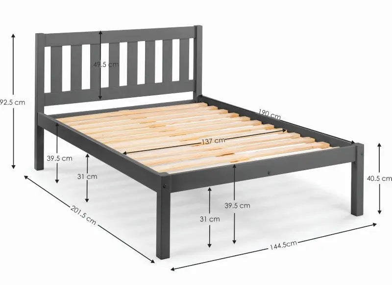 Luna 135cm Double Bed - Anthracite Luxepalace