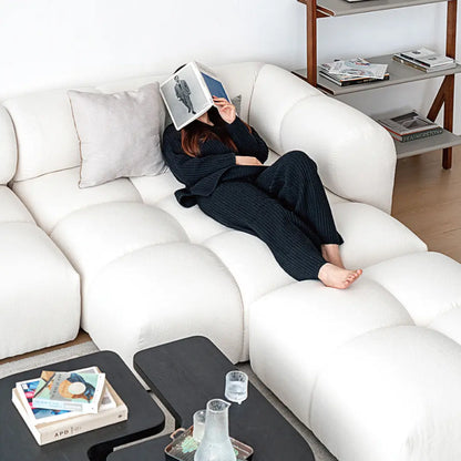 Lysander Velvet Module Three Seater, Four Seater, Five Seater Sofa, Corner Sofa, White Luxepalace.co.uk