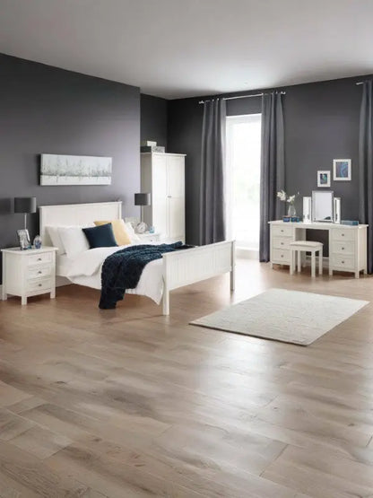 Maine 135cm Double Bed - Surf White Luxepalace