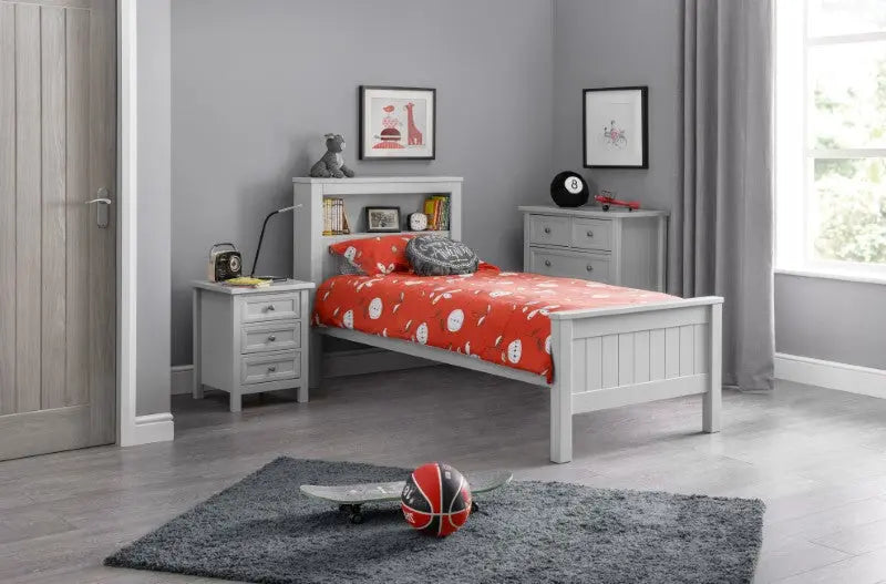 Maine Bookcase 90cm Single Bed - Dove Grey Luxepalace