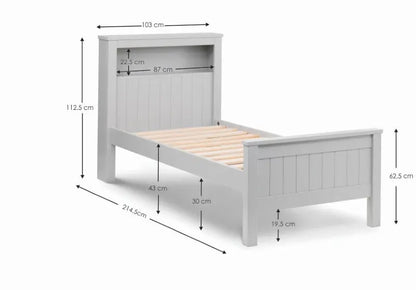 Maine Bookcase 90cm Single Bed - Dove Grey Luxepalace