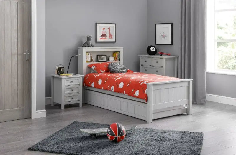 Maine Bookcase 90cm Single Bed - Dove Grey Luxepalace