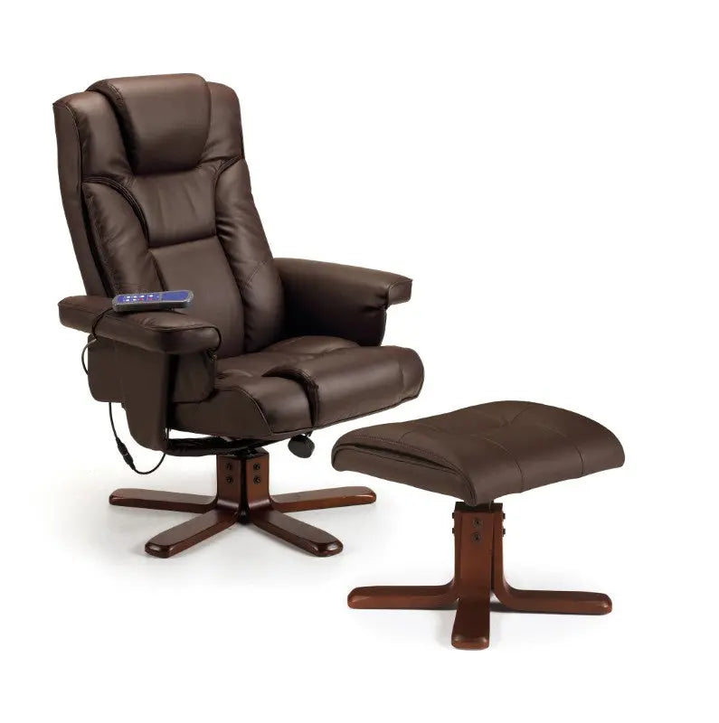 Malmo Massage Recliner & Stool Brown Luxepalace