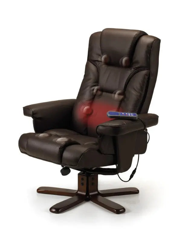 Malmo Massage Recliner & Stool Brown Luxepalace