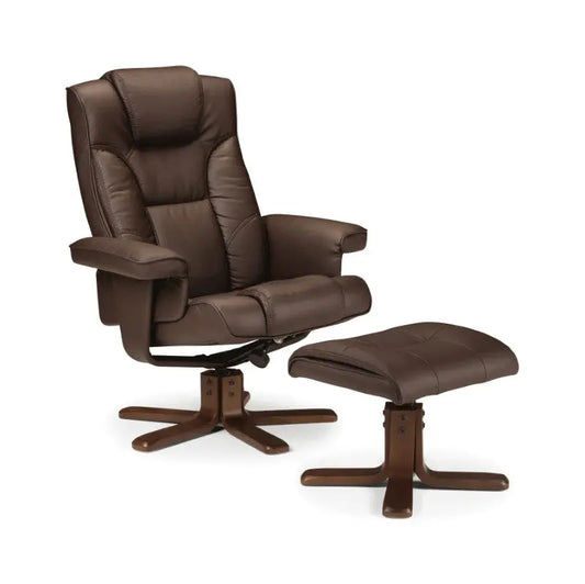 Malmo Swivel Recliner & Stool Brown Luxepalace