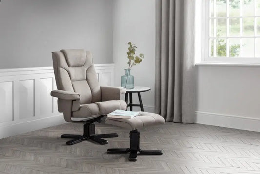 Malmo Swivel Recliner & Stool - Grey Luxepalace
