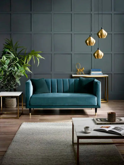 Salma Scalloped Back 2 Seater - Teal Luxepalace