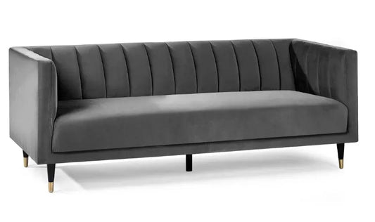 Salma Scalloped Back 3 Seater- Grey Luxepalace