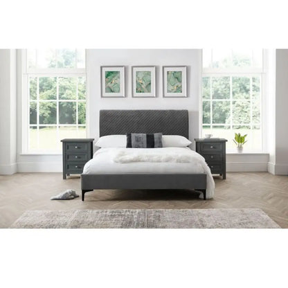 Sanderson Diamond Quilted Velvet Bed 180Cm Luxepalace