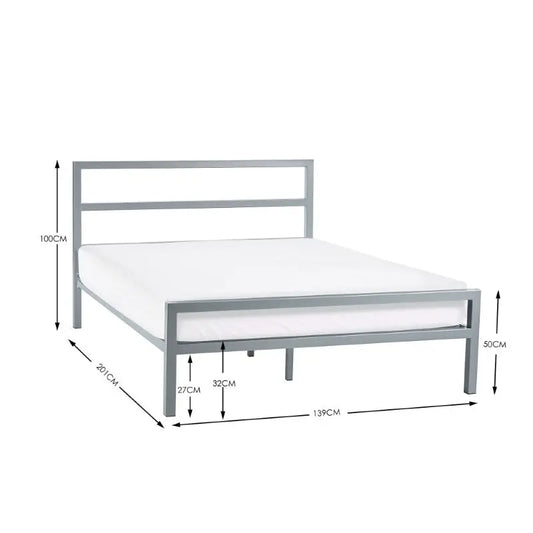 Soto Metal Bed 135Cm - Silver Luxepalace