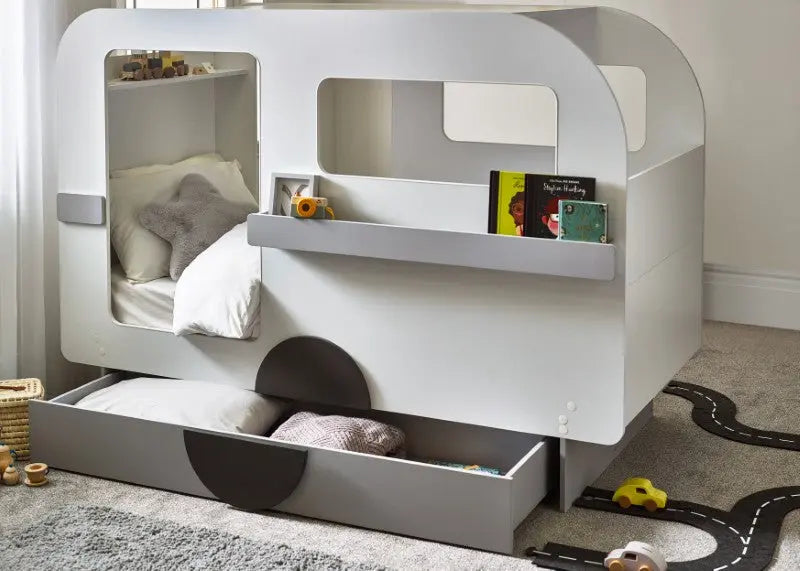 Tourer Caravan Bed - Vapor Grey And White Luxepalace