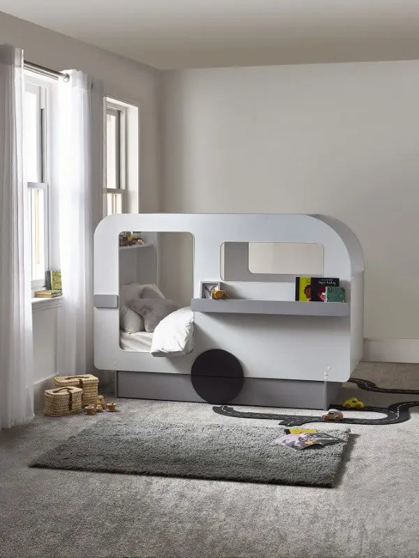Tourer Caravan Bed - Vapor Grey And White Luxepalace