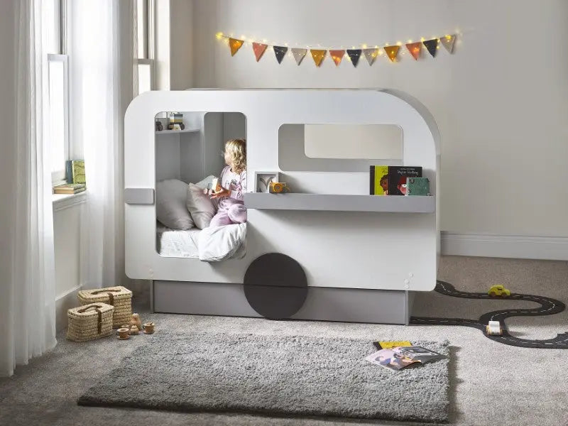 Tourer Caravan Bed - Vapor Grey And White Luxepalace
