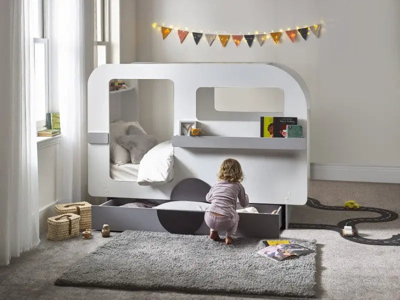 Tourer Caravan Bed - Vapor Grey And White Luxepalace