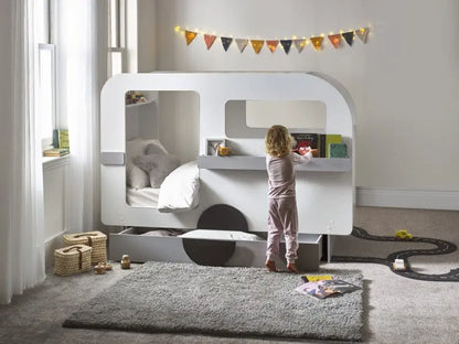 Tourer Caravan Bed - Vapor Grey And White Luxepalace