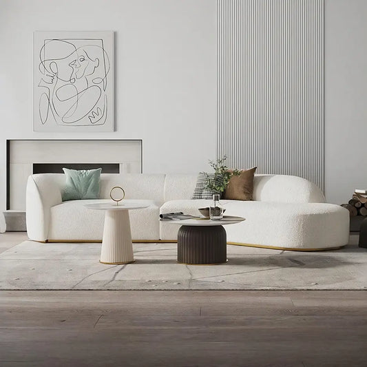 Welby Three Seater Sofa, White Boucle Luxepalace.co.uk