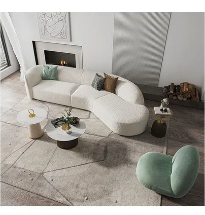 Welby Three Seater Sofa, White Boucle Luxepalace.co.uk