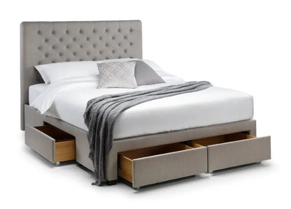 Wilton 4 Drawer 135cm Double Bed - Grey Linen Luxepalace