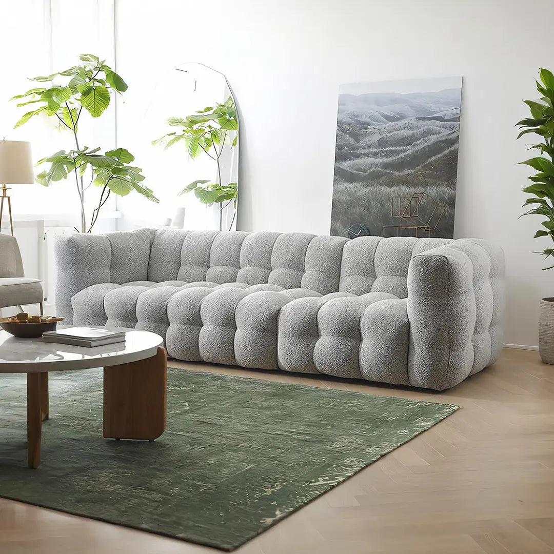 Zobah Two Seater, Three Seater Sofa, Grey Boucle Luxepalace.co.uk